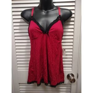 Marylin Monroe Red & Black Polka dots Super Soft Camisole Lace Women's Size L
